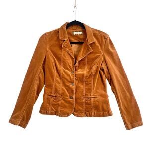 VTG Jordache Velour Blazer Jacket Lg Brown Fitted Y2K Preppy Academia Gilmore 90